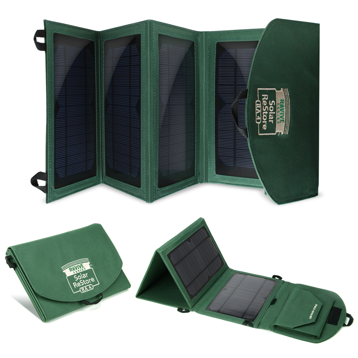 RA4 Portable 14W Solar Charger w/ 4 High Capacity Solar Panels &amp; 2 USB 