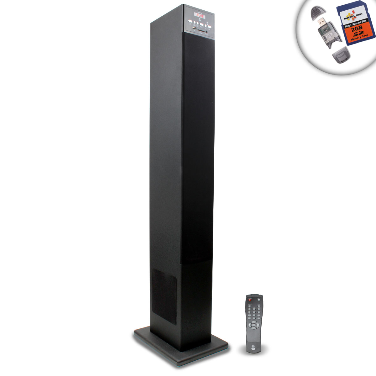 Wireless Bluetooth Tower Speaker w/ Active Subwoofer & Enhanced Bass