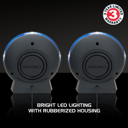 LED Gaming Speakers with In-Line Volume Control & Powerful 5W Drivers - Blue