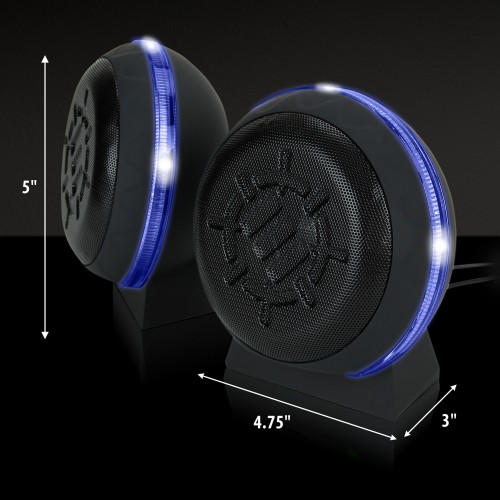 LED Gaming Speakers with In-Line Volume Control & Powerful 5W Drivers - Blue