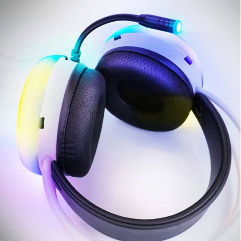 Theorem 3 White Headset - PC Gaming Headset with 2.0 Stereo Sound, 50mm Drivers - White