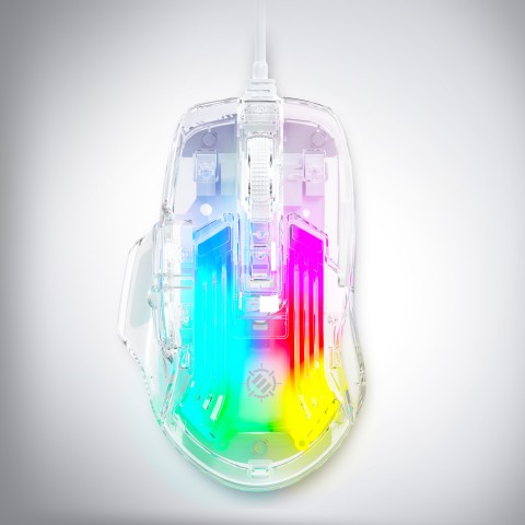 Theorem 3 White Gaming Mouse - Wired Mouse with 7 Buttons, 13 Color Modes - White