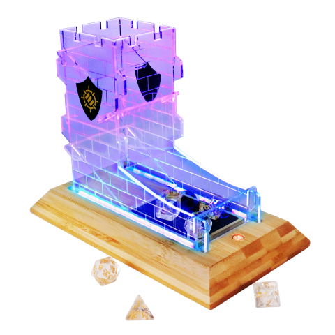 LED Dice Tower with 7pc Dice Set for RPG Games - 7pc Dice Set, LED Dice Roller - Clear with LEDs