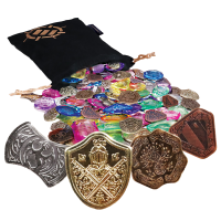 Treasure Token Set - 40 MTG Tokens (x10 Each) with Acrylic Gems (40+) and Pouch - Multicolor