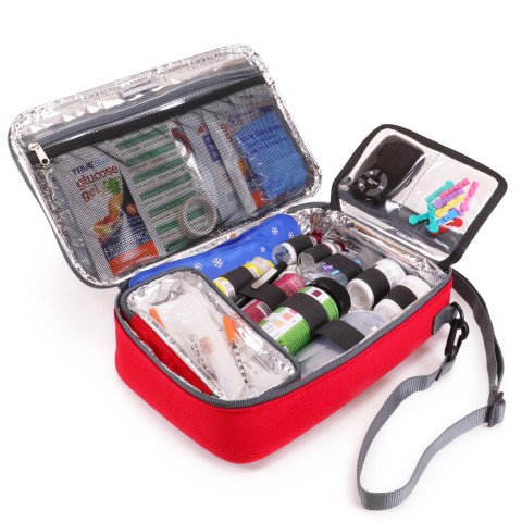 USA GEAR Diabetes Travel Case, Store Insulin Syringes and more - Red