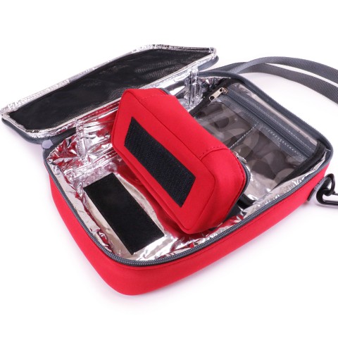 USA GEAR Epipen Shoulder Carry Case, Store Asthma Inhaler & more - Red