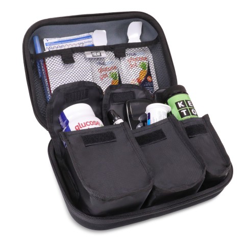 USA GEAR Diabetic Case for Glucose Monitor Kit and more - Black - Black