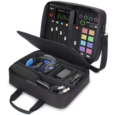 USA GEAR RODECaster Pro Case - Hold Podcaster, Mixer, Microphones, and More - Black