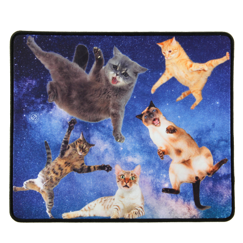 ENHANCE XL Funny Large Cat Gaming Mouse Pad with Cats Lost in Space - Black