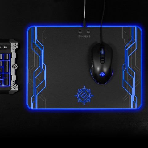 ENHANCE Large Hard Surface LED Gaming Mouse Pad - 7 RGB Light Up Modes