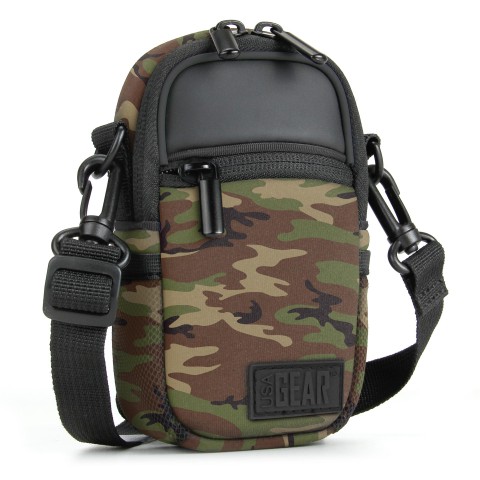 Compact Camera Bag with Waterproof Rain Cover Belt Loop Shoulder Strap Sling Camo Green