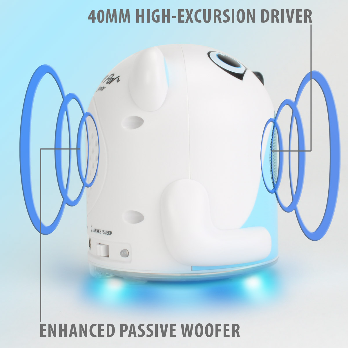 GOgroove Groove Pal Jr. Polar Bear Portable Media Speaker, LED Base & 3 ...