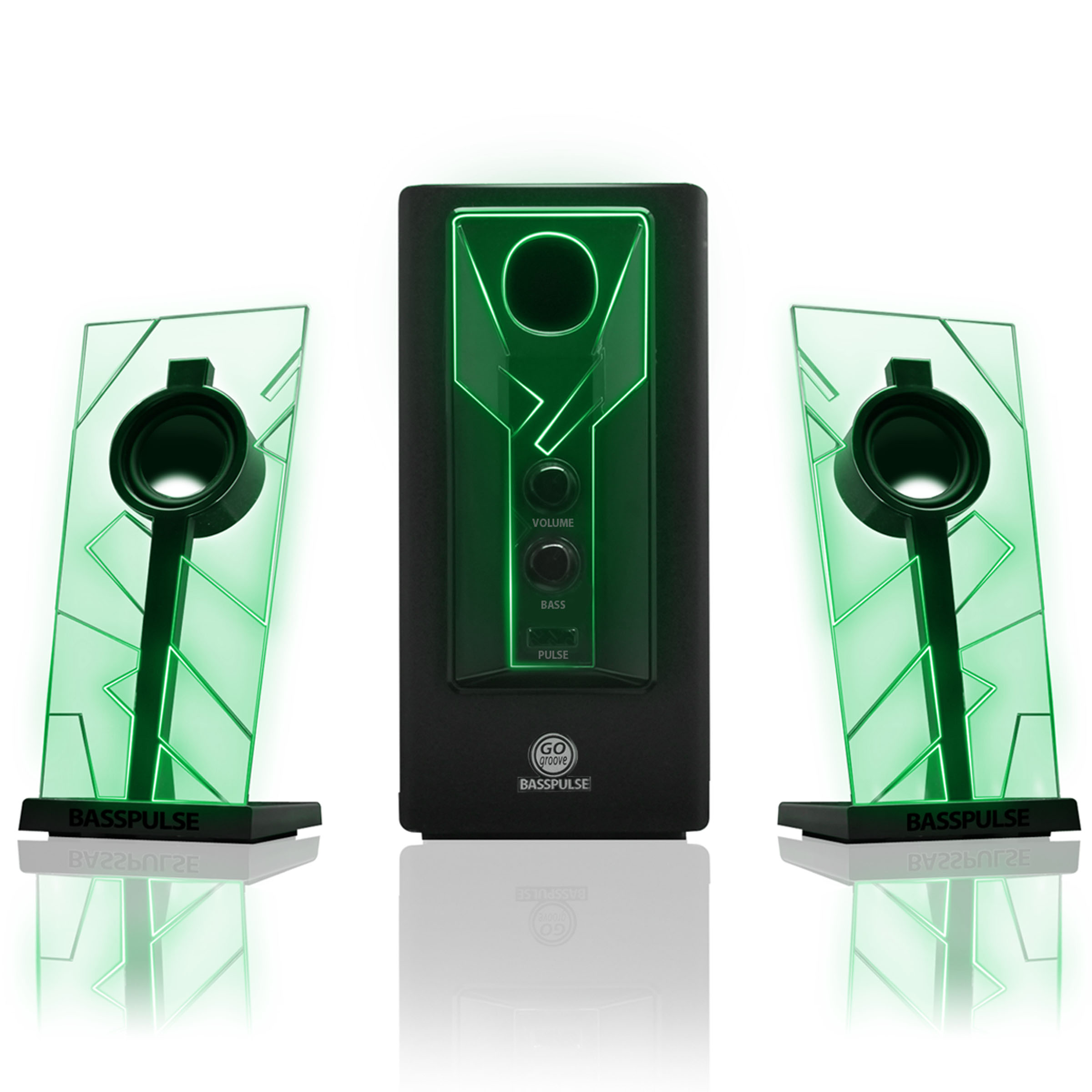 Glowing Green LED Computer Speaker Sound System with Dual Drivers | eBay